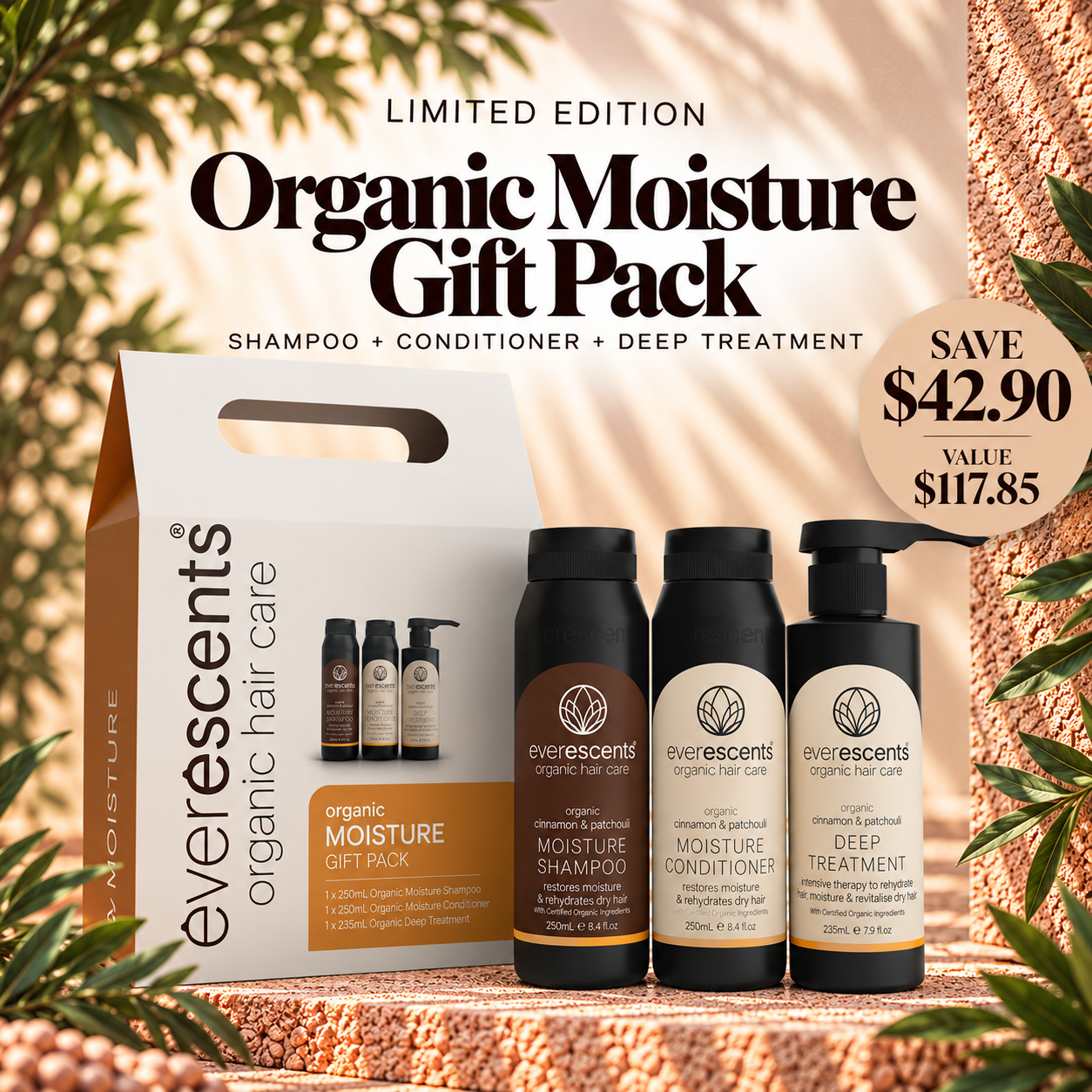 EverEscents Organic Moisture Trio | christmas gift pack for dry