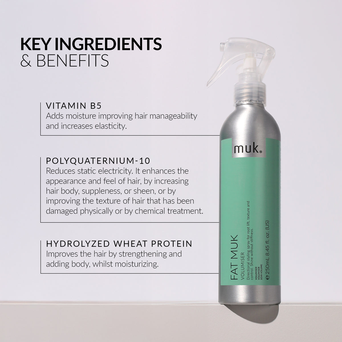 Fat Muk Volumiser volumising spray for fine and limp hair, benefits