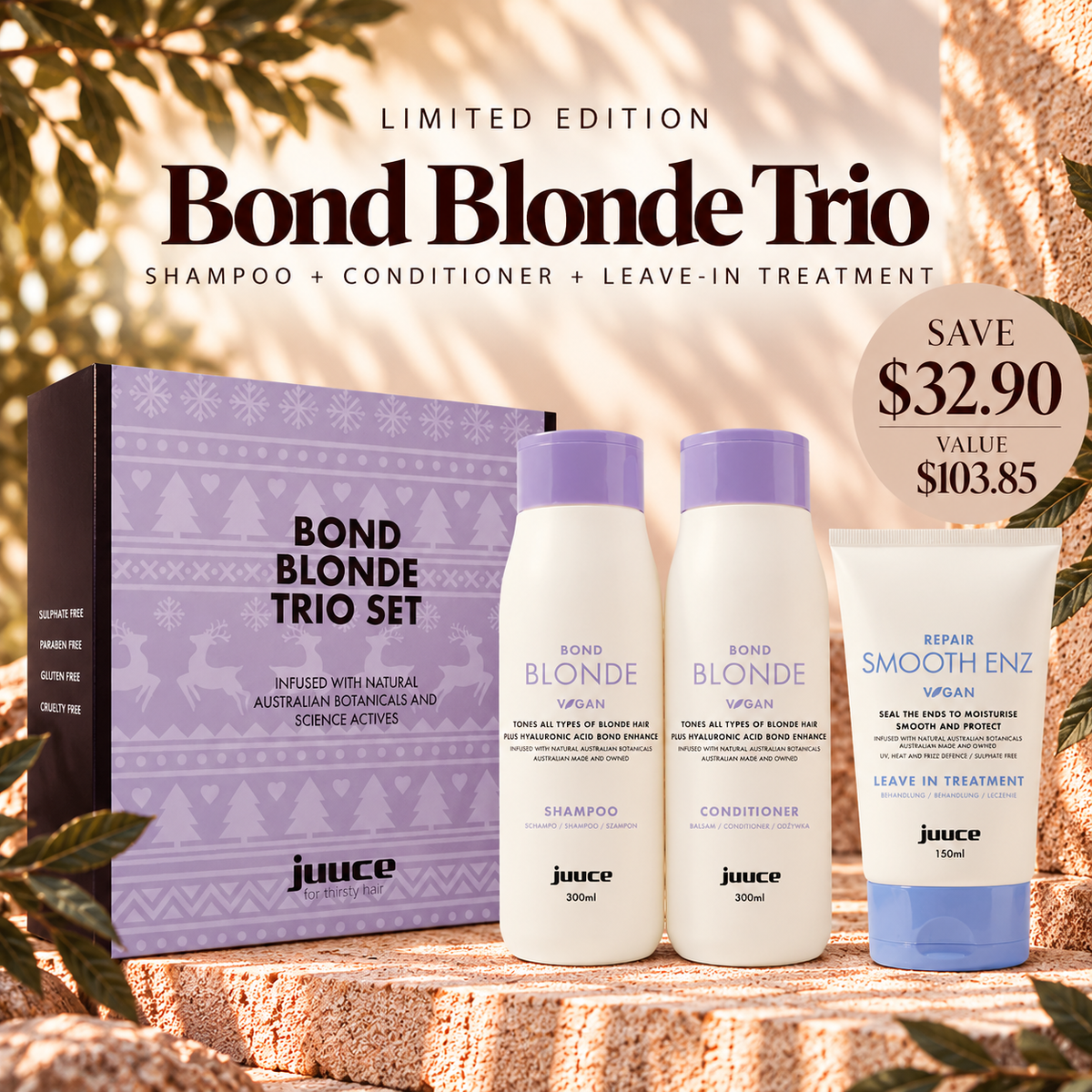Juuce Bond Blonde Trio for blonde and brassy hair