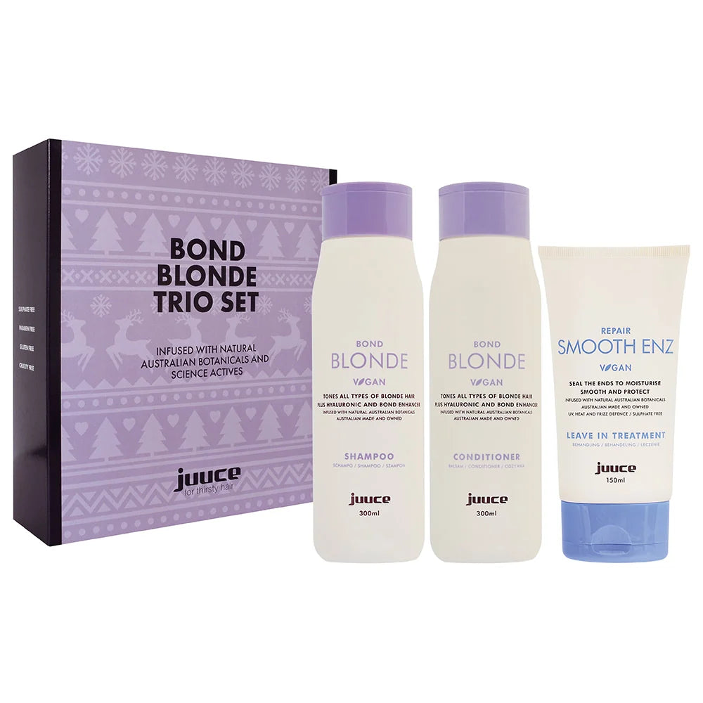 Juuce Bond Blonde Shampoo Conditioner and Repair Smooth Enz Trio