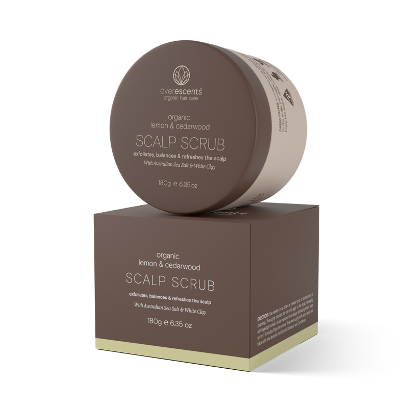 Everescents Lemon Cedarwood Scalp Scrub 180g for exfoliating scalp and removing buildup