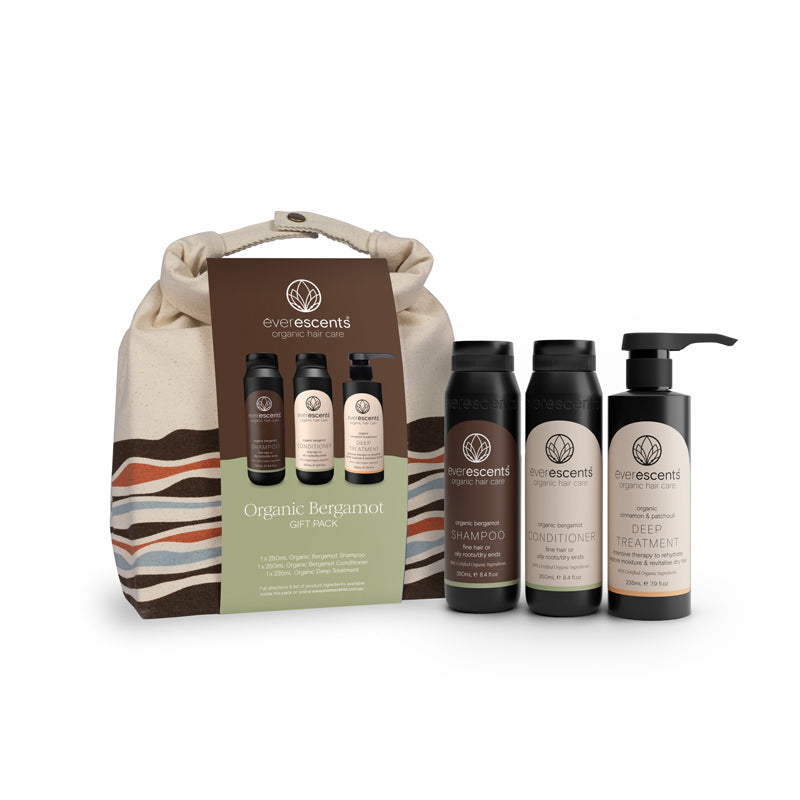 Everescents Organic Bergamot Gift Pack Trio for oily scalp and balanced hair care