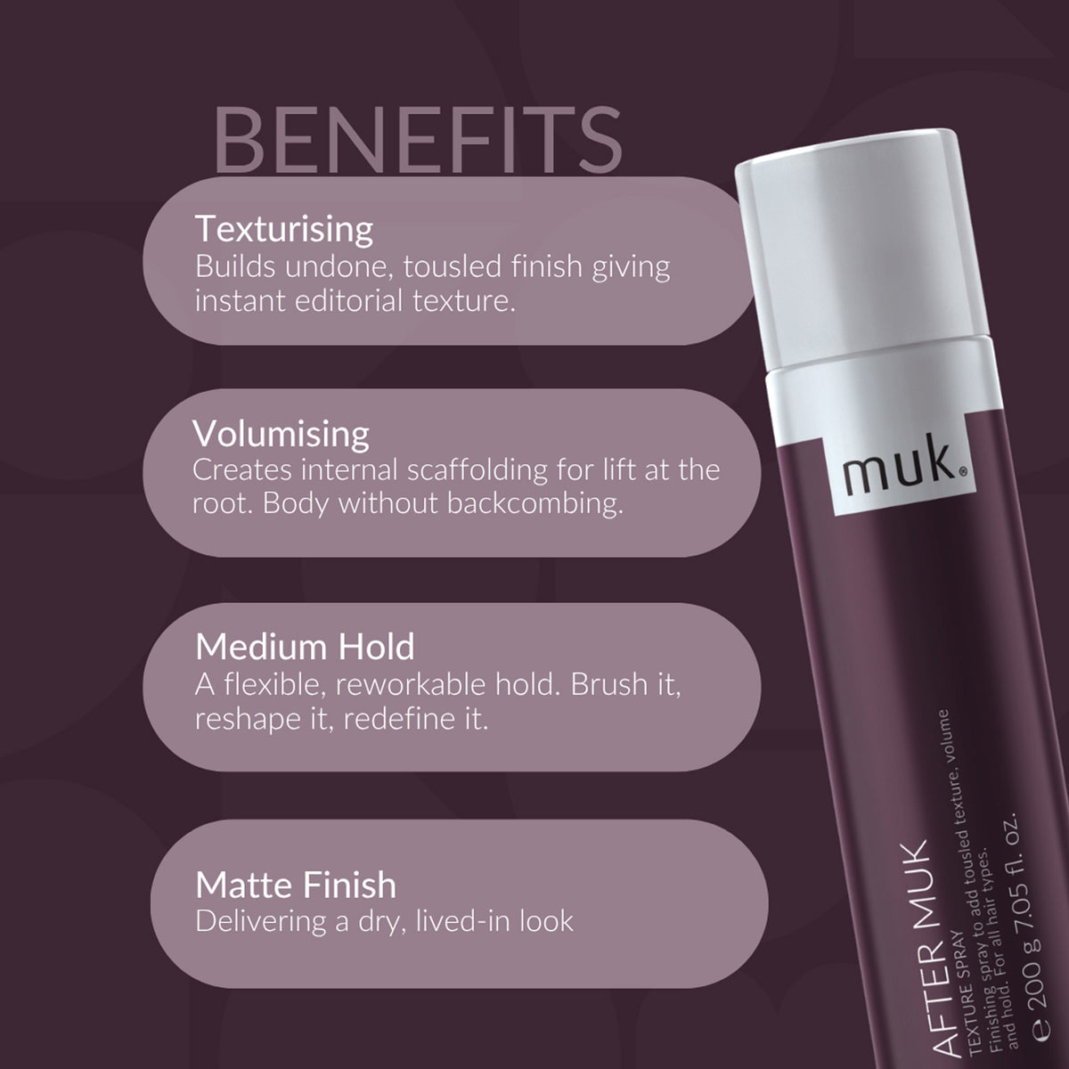 After Muk Texture Spray for lightweight volume, texture and flexible hold
