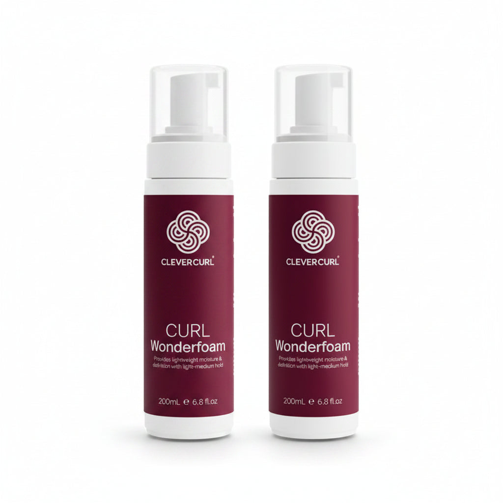 clever curl wonderfoam 200ml duo value pack, volume and definition for fine curly hair