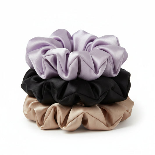 Clever Curl Satin Scrunchie Set for curly hair frizz reduction