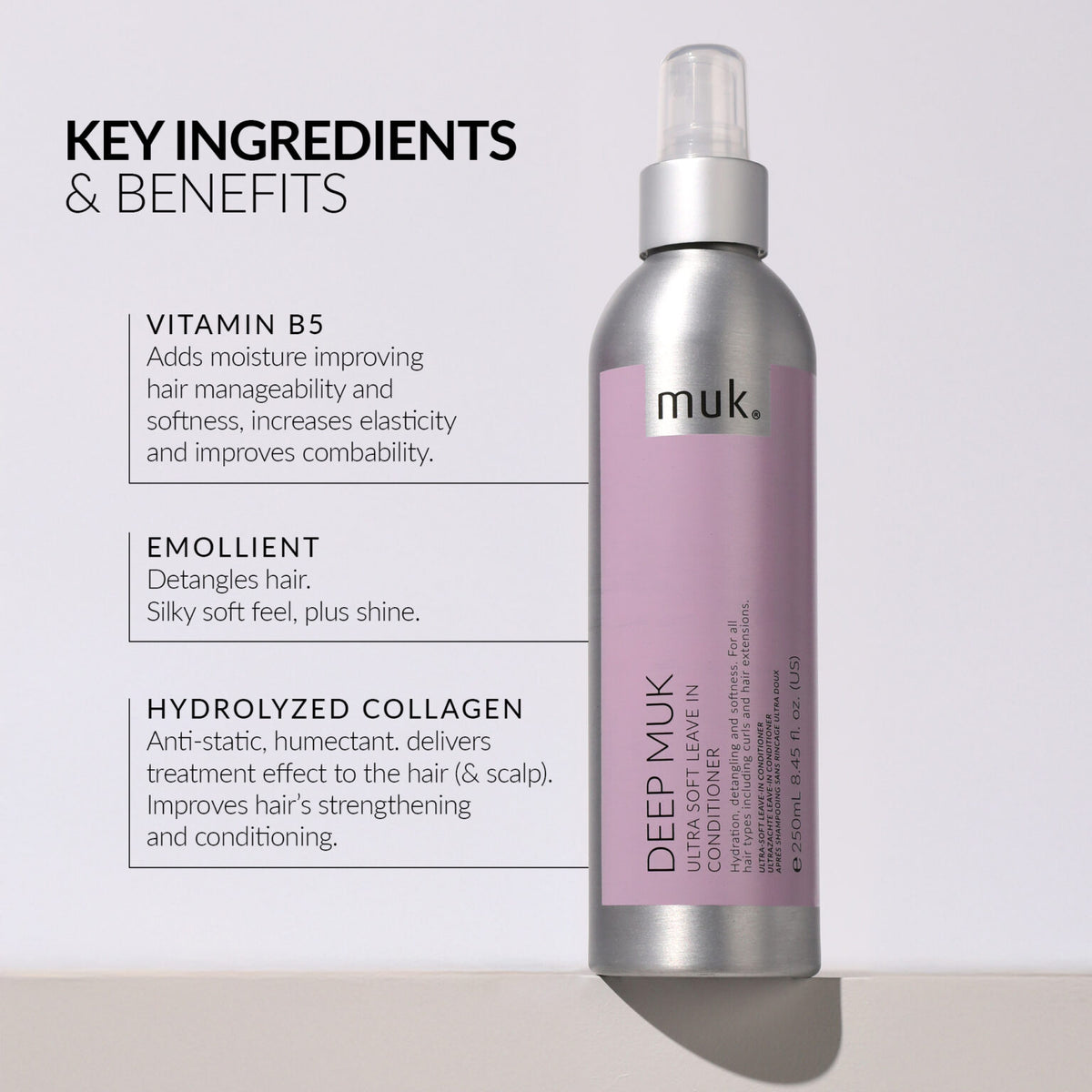 Deep Muk Ultra Soft Leave In Conditioner 250ml hydrating detangling spray benefits