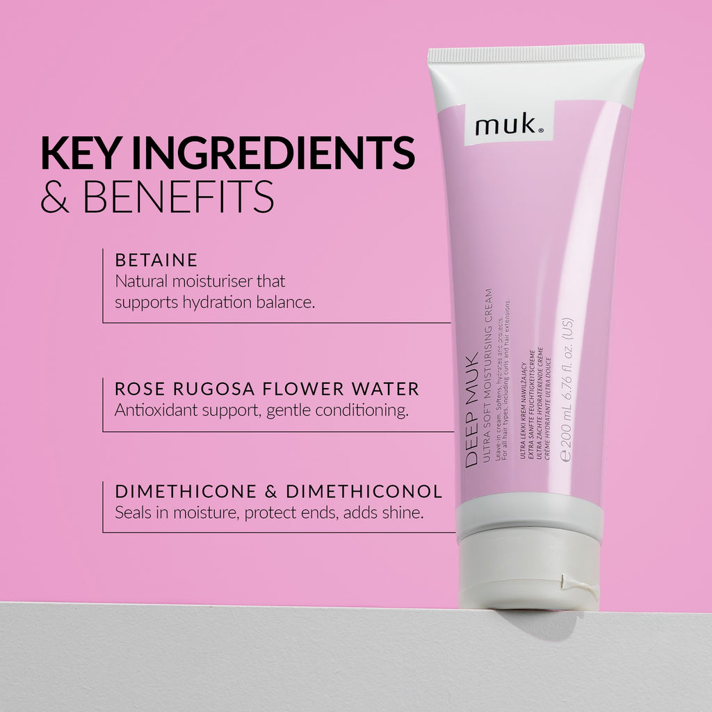 Deep Muk Ultra Soft Moisturising Cream 200ml lightweight leave-in cream for hydration and frizz control