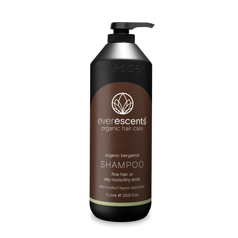 Everescents Bergamot Shampoo 1 Litre balancing shampoo for oily roots and fine hair