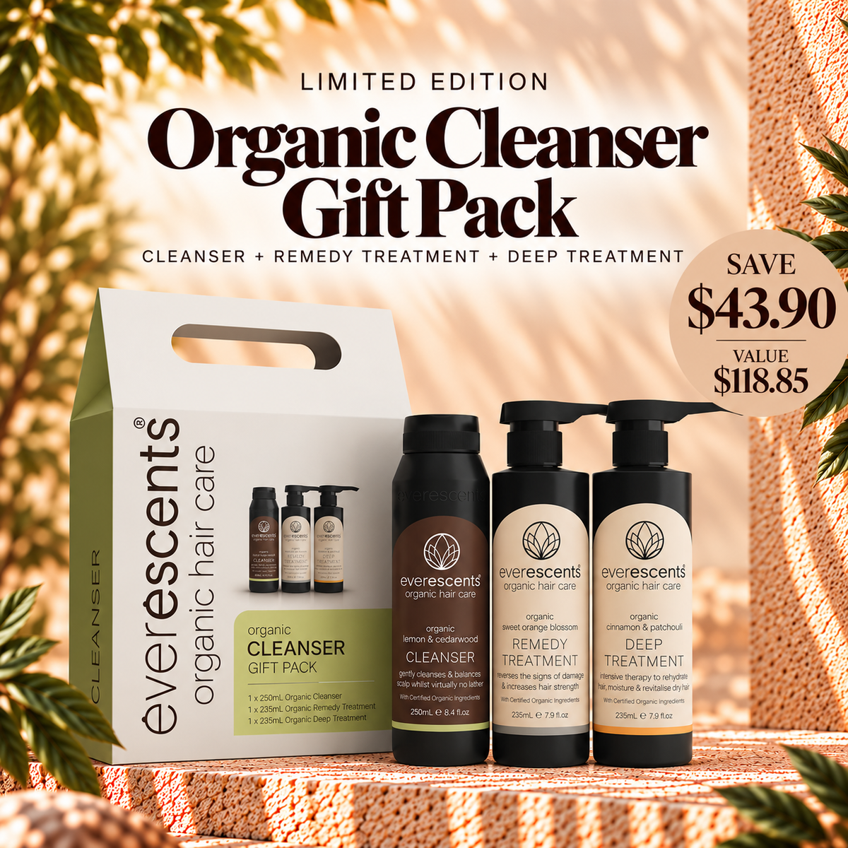 EverEscents Organic Cleanser Gift Pack for curly and textured hair