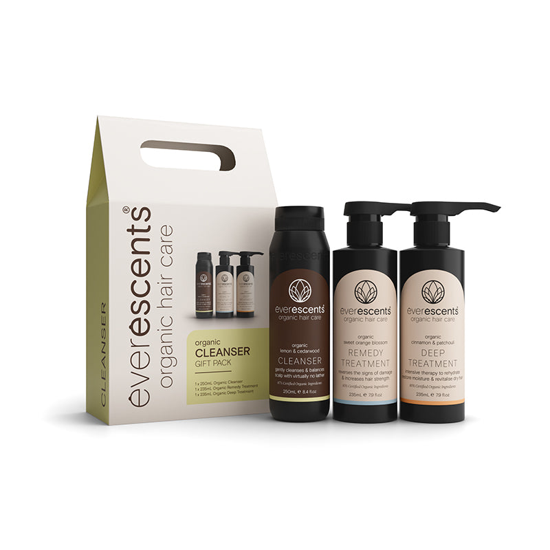 EverEscents Organic Cleanser 250ml Remedy Treatment 235ml and Deep Treatment 235ml