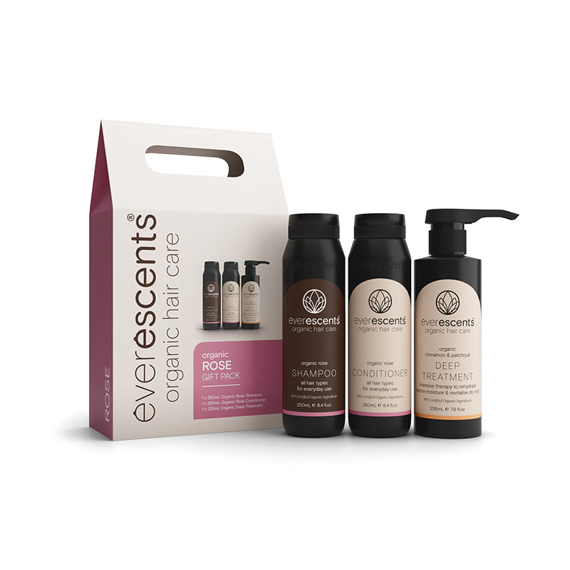 Everescents Rose Shampoo 250ml Conditioner 250ml and Deep Treatment 235ml
