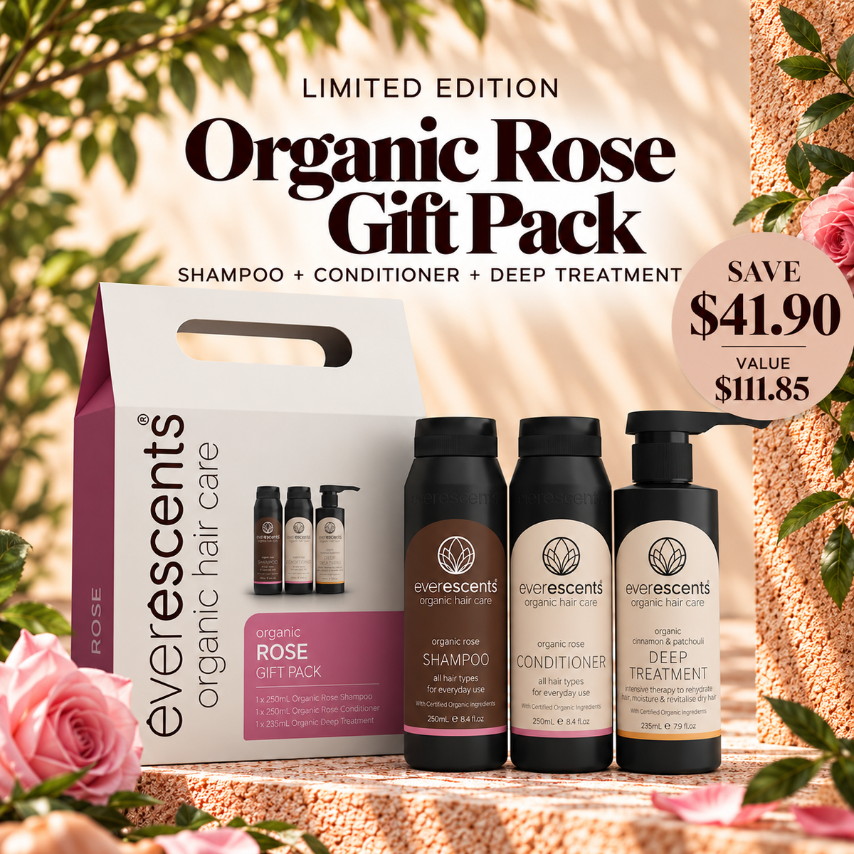 Everescents Organic Rose Gift Pack for all hair types