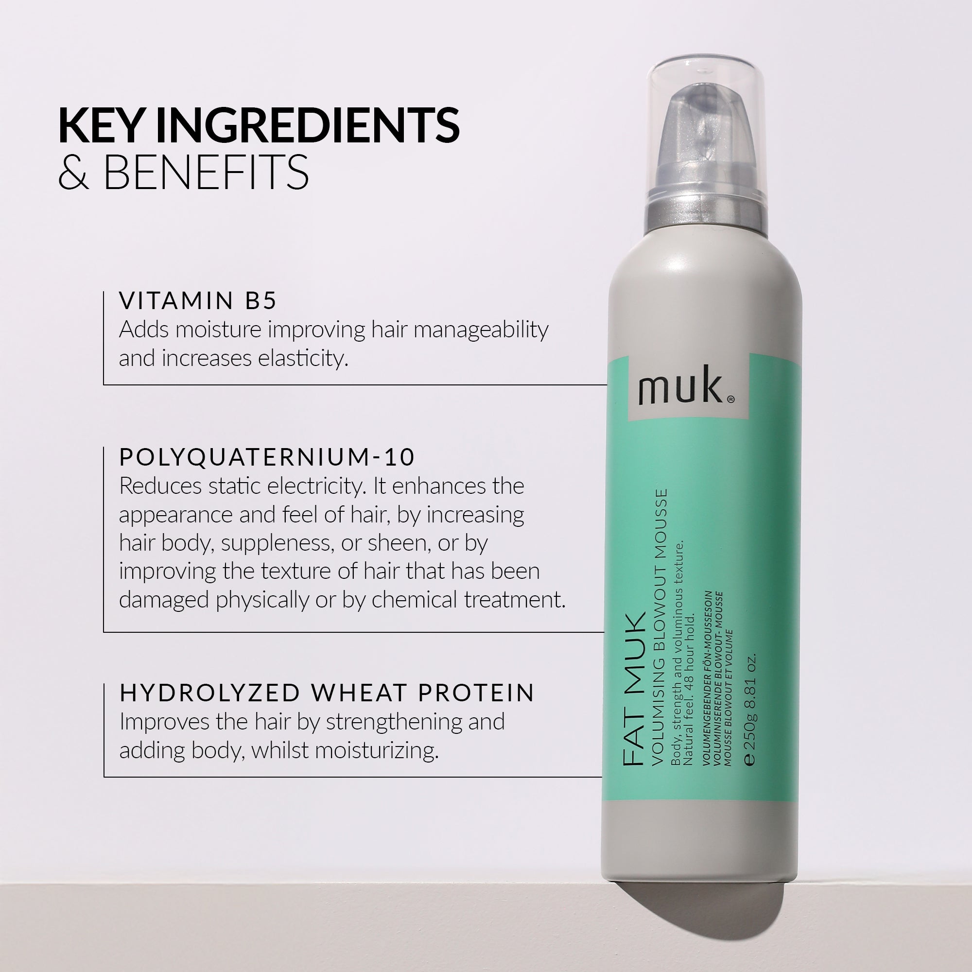 Fat Muk Volumising Blowout Mousse vegan styling mousse for volume benefits