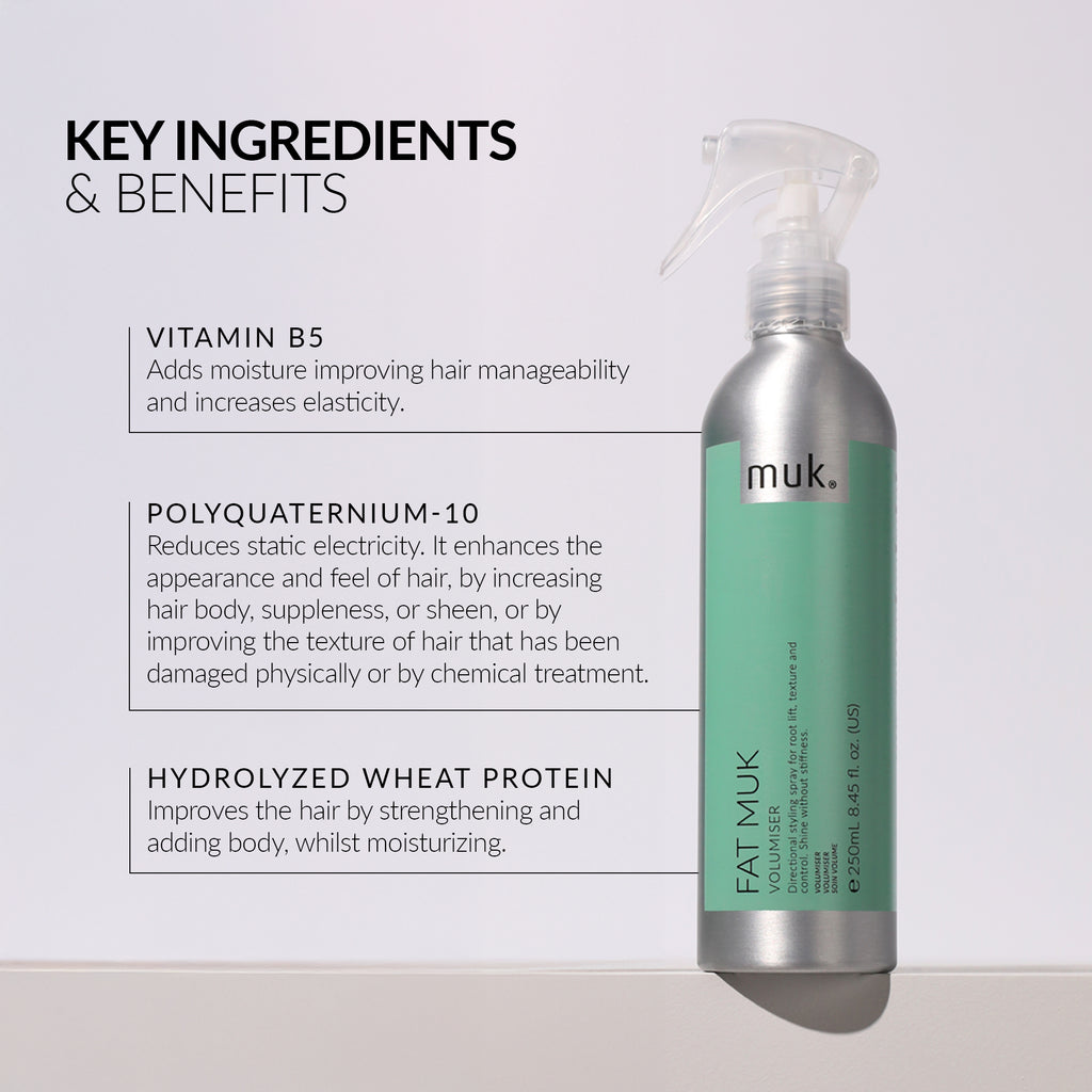 Fat Muk Volumiser volumising spray for fine and limp hair, benefits