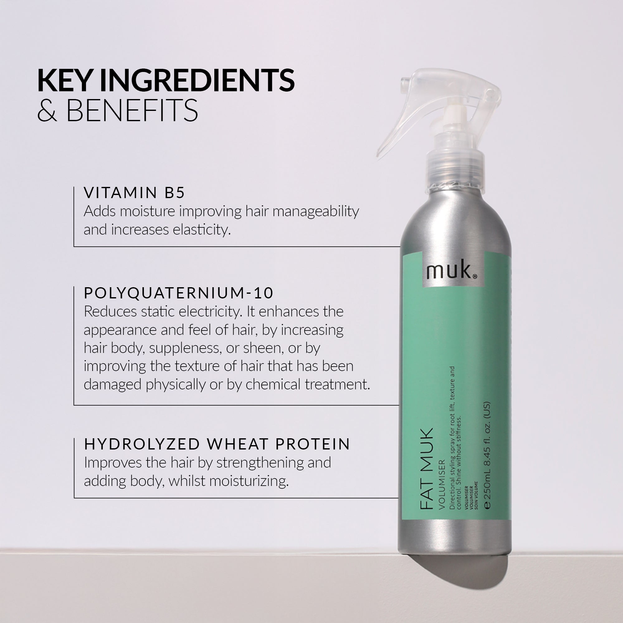 Fat Muk Volumiser volumising spray for fine and limp hair, benefits