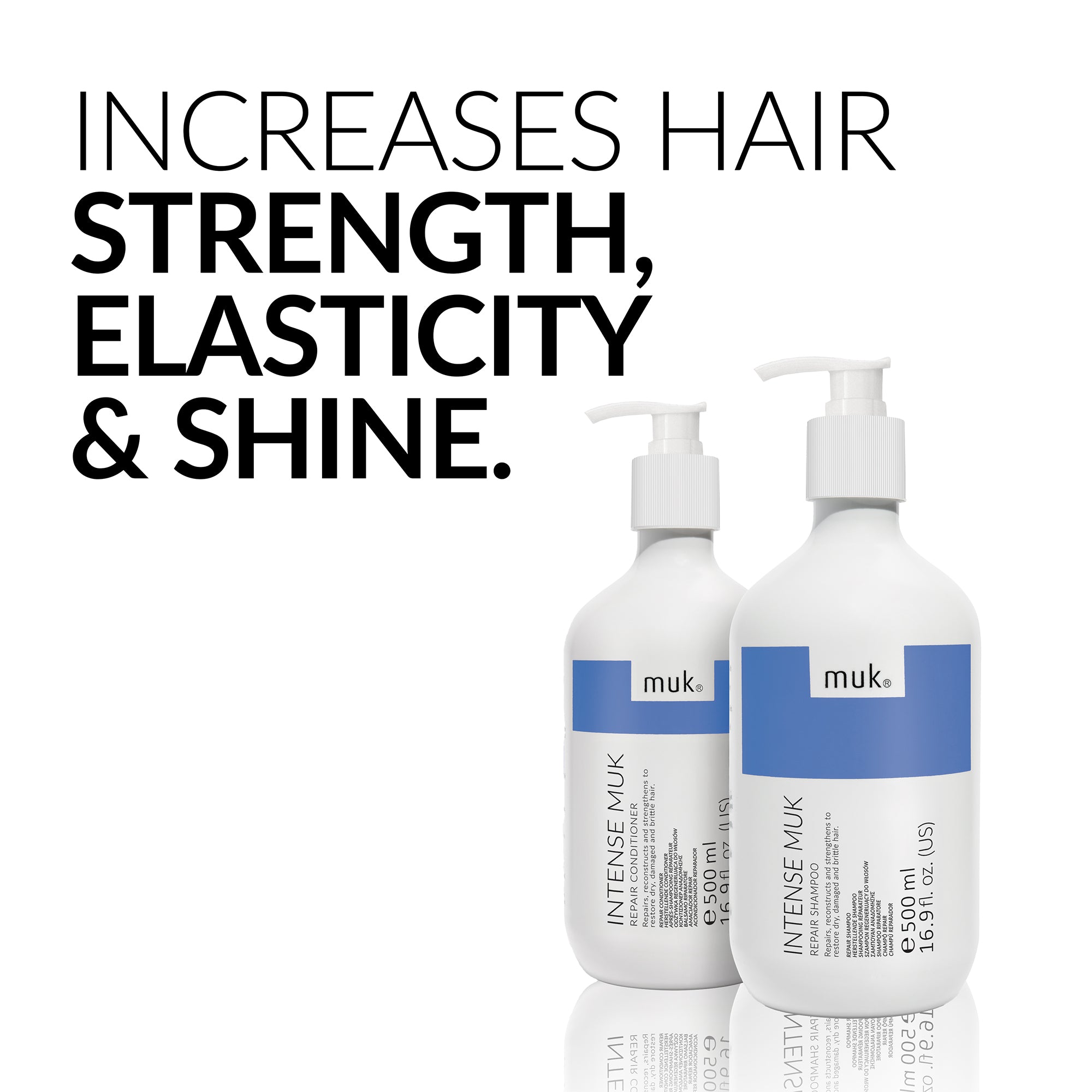 Intense Muk Repair Duo 500ml shampoo and conditioner set for damaged and brittle hair