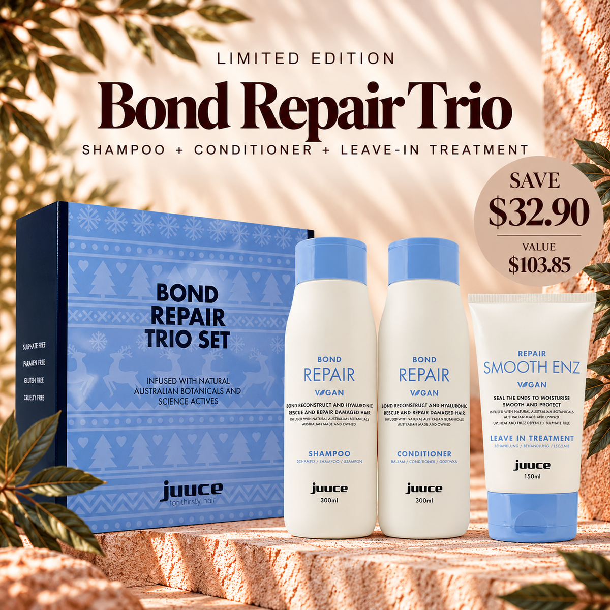 Juuce Bond Repair Trio for damaged and weakened hair