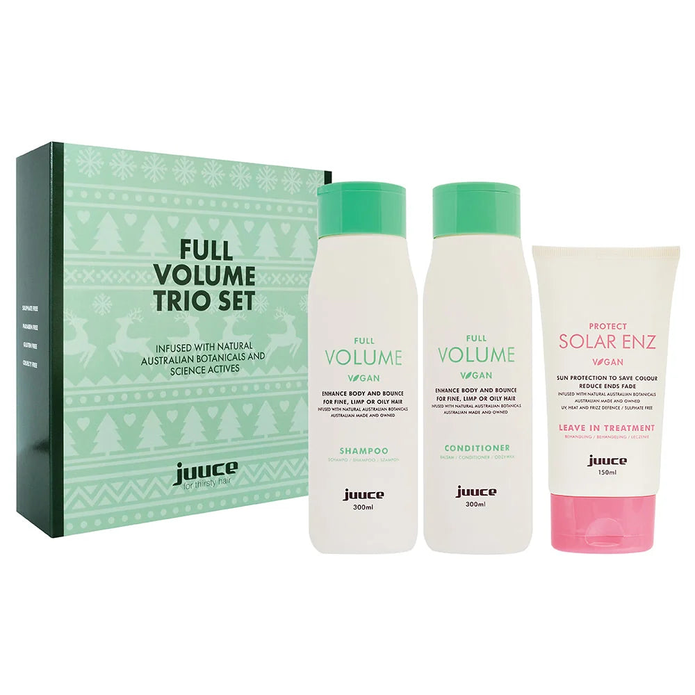 Juuce Full Volume Shampoo Conditioner and Repair 1 Minute Treatment Trio