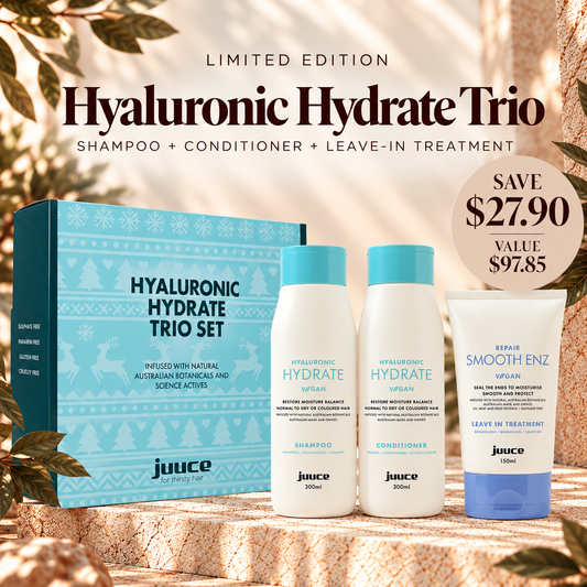 Juuce Hyaluronic Hydrate Trio for dry and dehydrated hair
