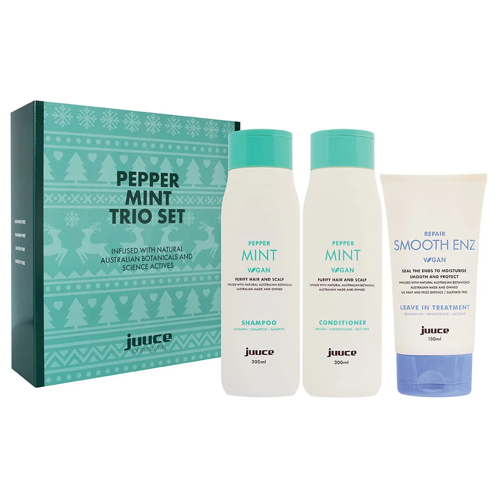 Juuce Peppermint Shampoo Conditioner and Repair Smooth Enz Trio
