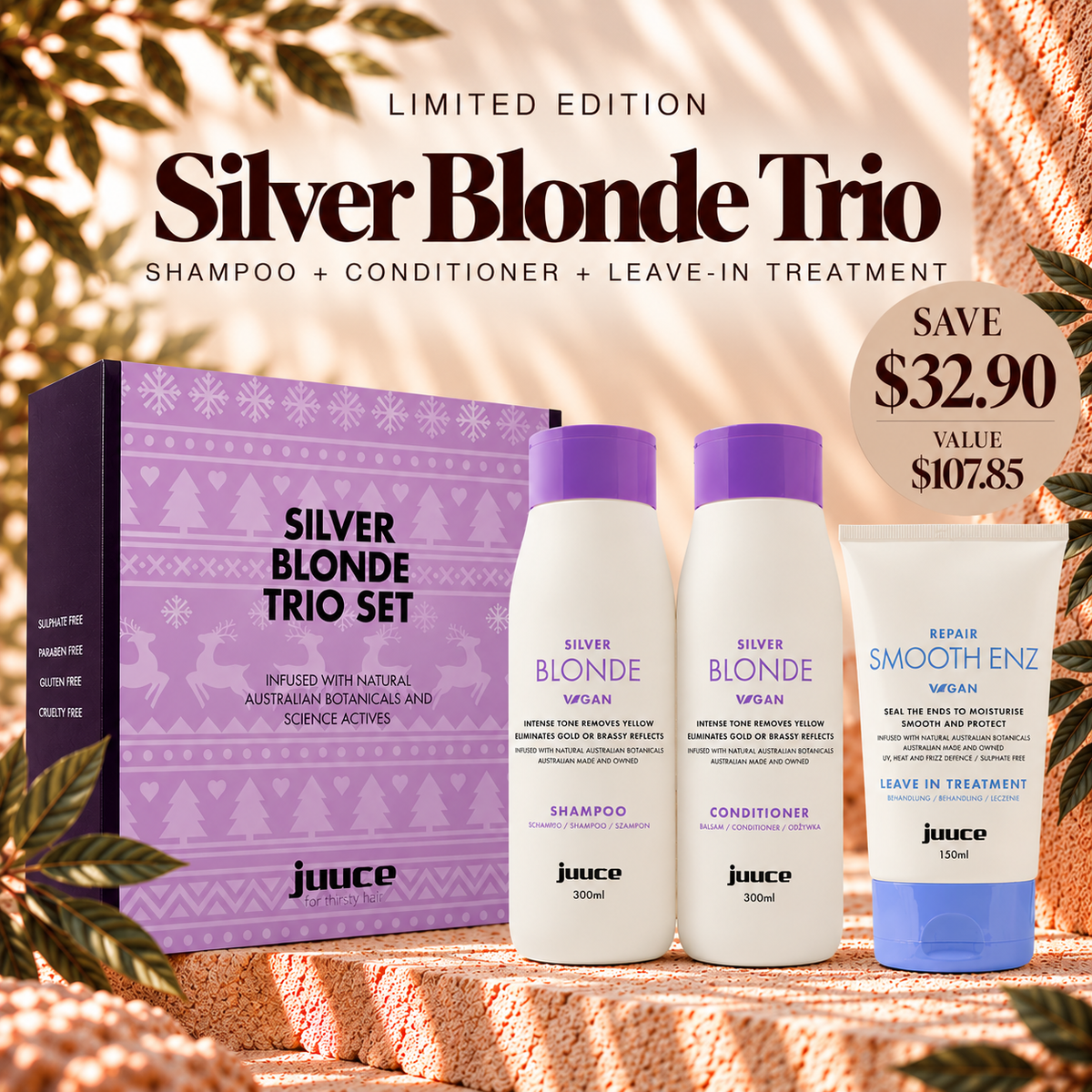 Juuce Silver Blonde Trio for blonde and brassy hair