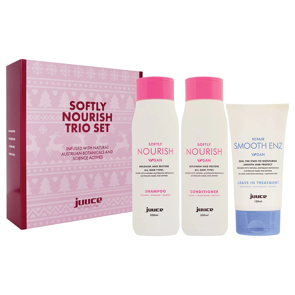 Juuce Softly Nourish Shampoo Conditioner and Repair Smooth Enz Trio