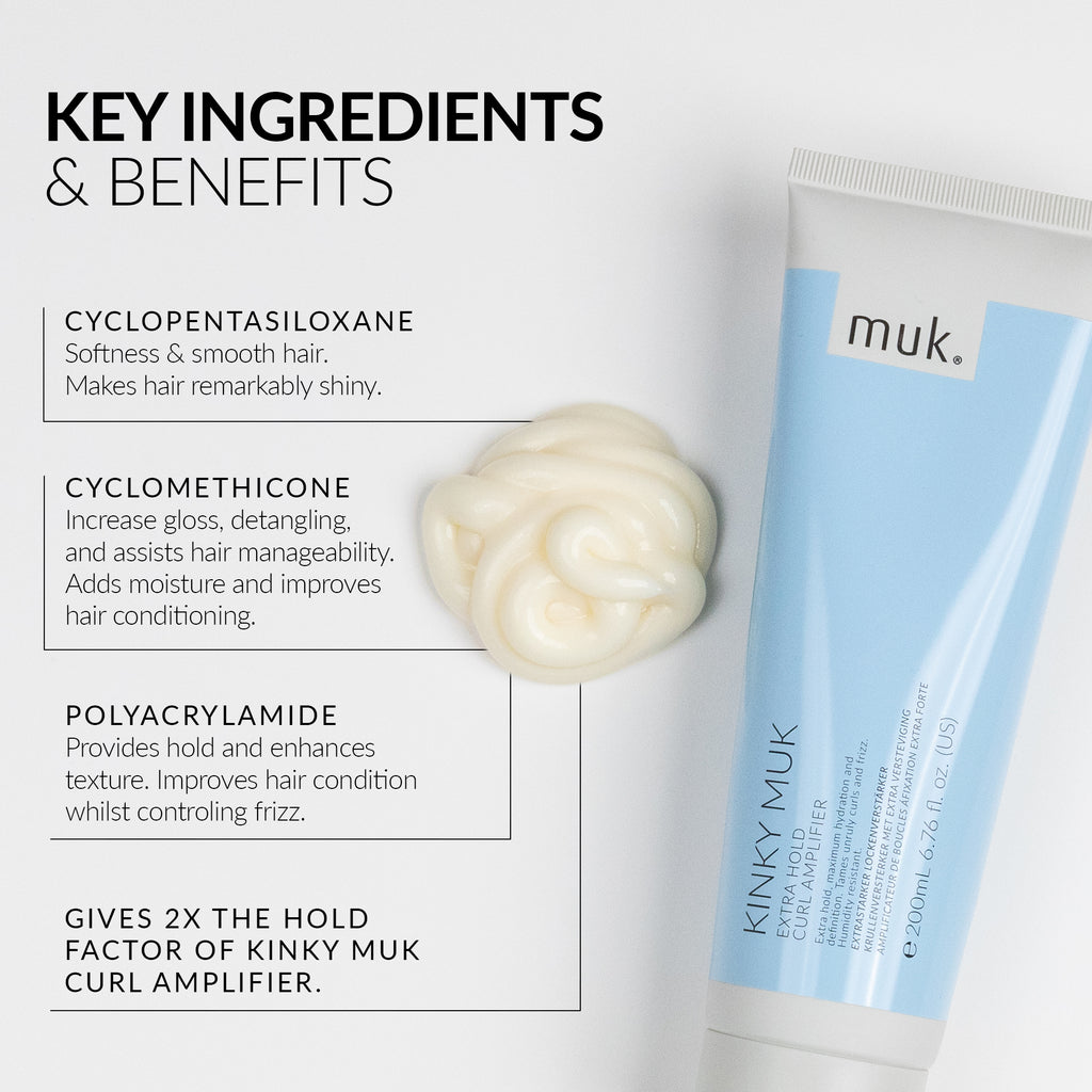 Kinky Muk Extra Hold Curl Amplifier for curly and frizzy hair with firm hold and frizz control, benefits