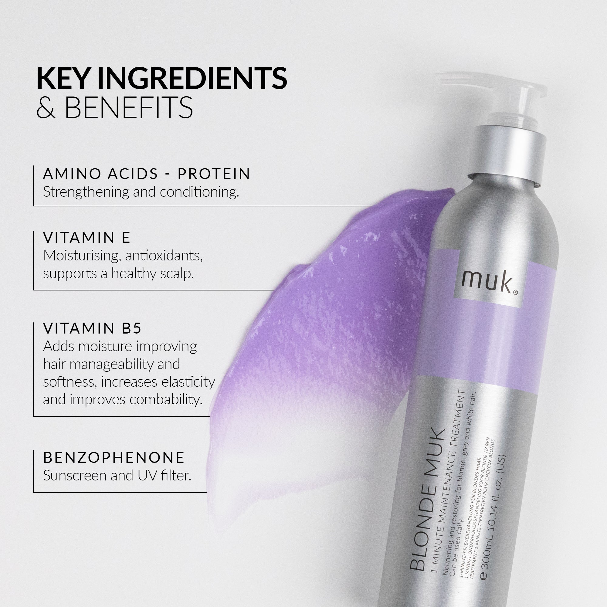 Blonde Muk 1 Minute Toning Treatment 300ml for blonde, grey and white hair, benefits
