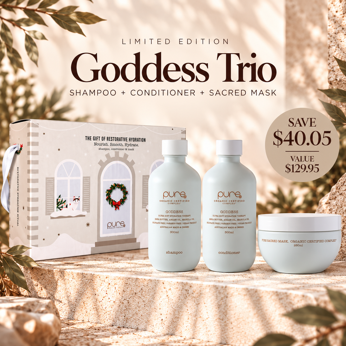 Pure Goddess Trio for dry frizzy and unruly hair