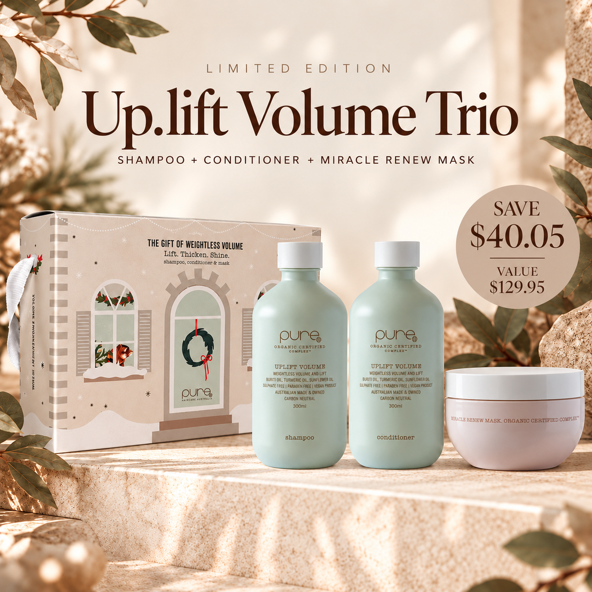 Pure Uplift Trio for fine flat and limp hair
